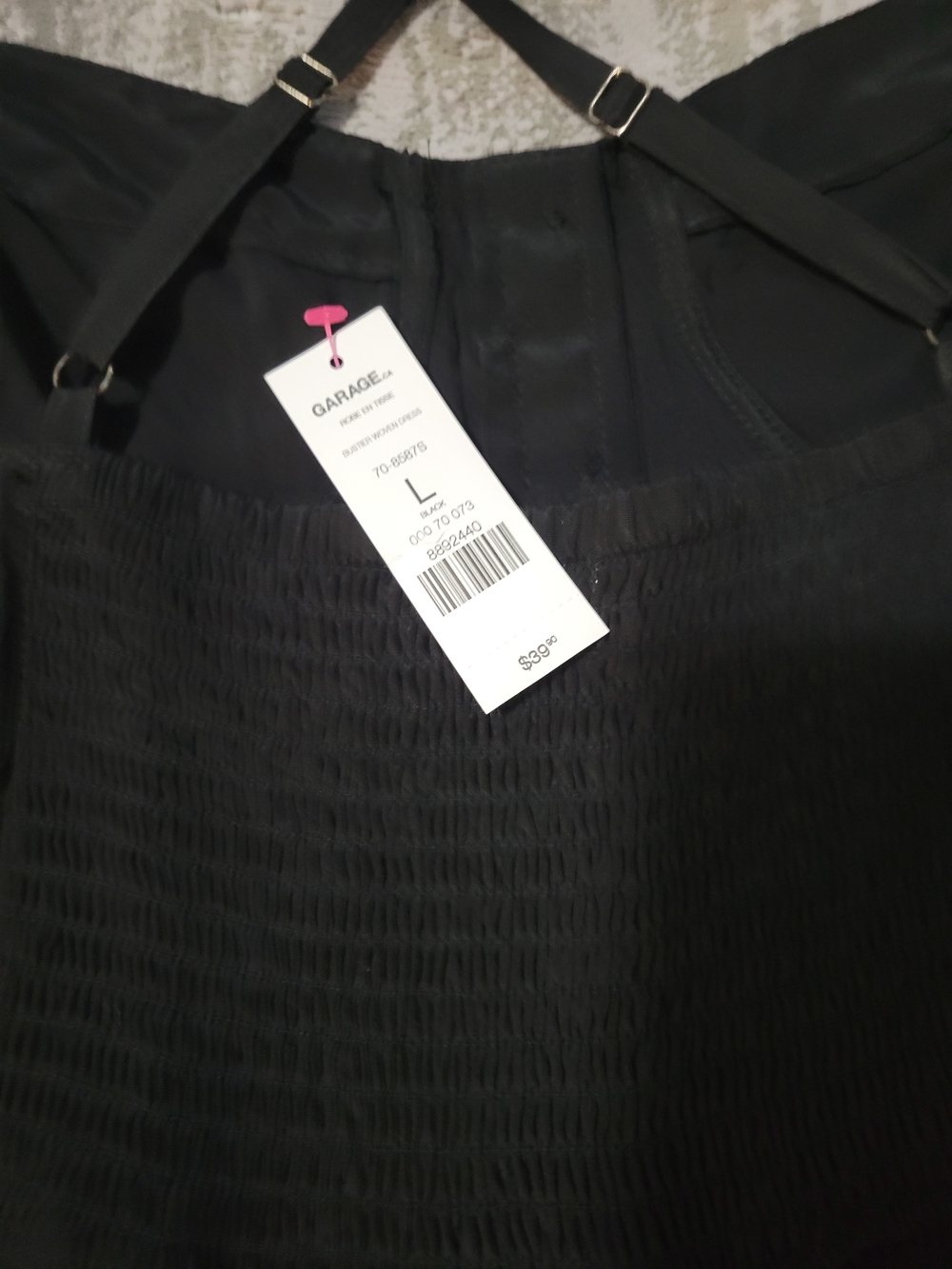 Brand New Garage Black Button-Front Mini Dress with Crisscross Straps Size L - Picture 5 of 5